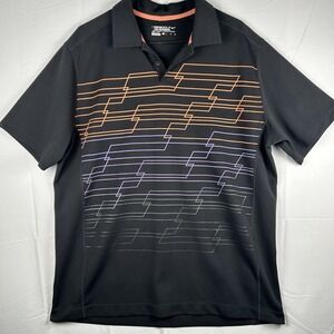 Nike Golf Dri-Fit Polo Men's XXL 2XL Black Orange Striped Stretch Short Sleeve